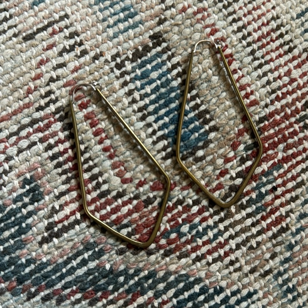 Brass hoop triangle earrings